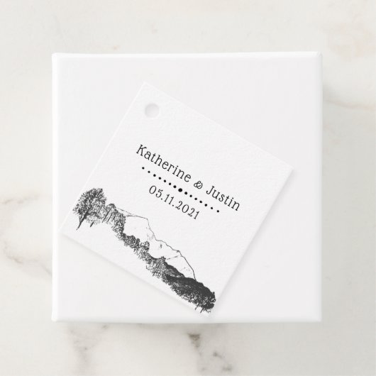 Bergreretreat rustikale Hochzeit Geschenkanhänger (Beispiel)