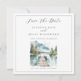 Bergsee Aquarell Wald Bäume Termin vormerken Einladung