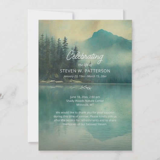 Bergsee, Beerdigung des Programms zur Beerdigung d Einladung (Vorderseite)