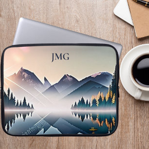 Bergsee bei Sonnenaufgang Unterschrift Laptopschutzhülle