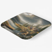 Bergsee Cabin mit Rowboat Pappteller (Gewinkelt)