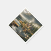 Bergsee Cabin mit Rowboat Serviette (Ecke)