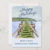 Bergsee-Dock Business Happy Holidays Card Ankündigung (Vorderseite)