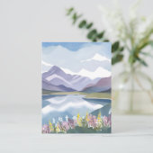 Bergsee | Floral Wasserfarbe Landschaft Postkarte (Stehend Vorderseite)