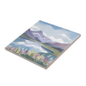 Bergsee | Florale Aquarell-Landschaft Fliese (Seite)