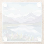 Bergsee | Florale Aquarell-Landschaft Glasuntersetzer (Rückseite)