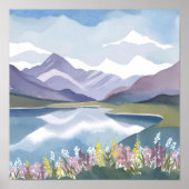 Bergsee | Florale Aquarell-Landschaft Poster (Vorne)