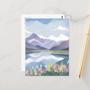 Bergsee   Florale Aquarell-Landschaft Postkarte