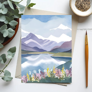 Bergsee   Florale Aquarell-Landschaft Postkarte