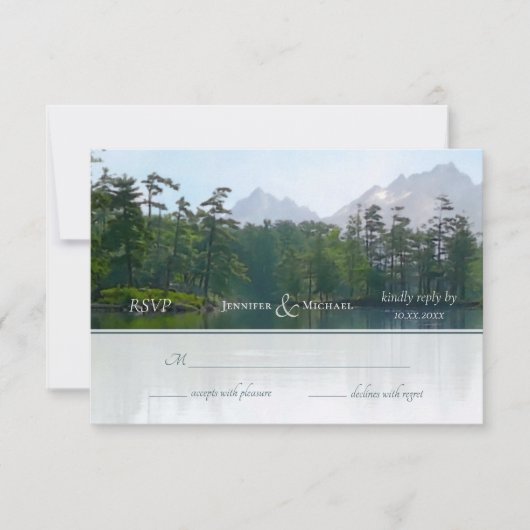 Bergsee - Hochzeit der rustikalen Natur RSVP Karte (Vorderseite)