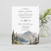 Bergsee Hochzeit Einladung (Stehend Vorderseite)