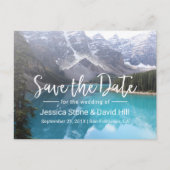 Bergsee-Hochzeit rettet das Datum Ankündigungspostkarte (Vorderseite)