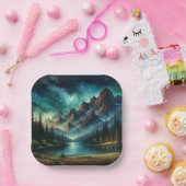 Bergsee/Hütte unter den Sternen Pappteller (Party)