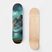 Bergsee/Hütte unter den Sternen Skateboard (Vorderseite)