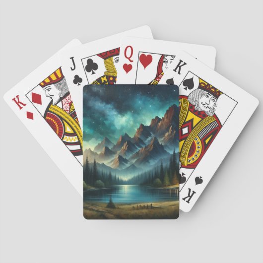 Bergsee/Hütte unter den Sternen Spielkarten (Rückseite)