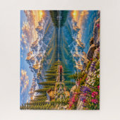 Bergsee-Hütten-Landschaft Puzzle (Vertikal)