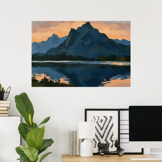 Bergsee Landschaft Poster (Heimbüro)