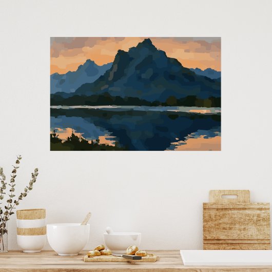 Bergsee Landschaft Poster (Küche)