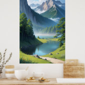 Bergsee Landschaft Poster (Küche)