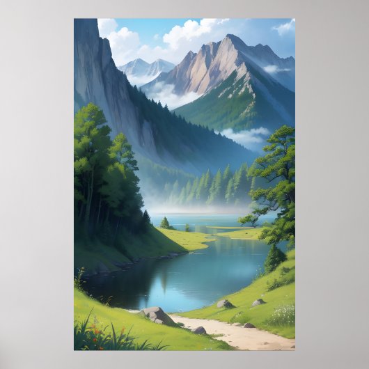 Bergsee Landschaft Poster (Vorne)