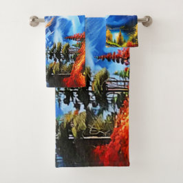 Bergsee: Landschaftliche Sicht Badhandtuch Set