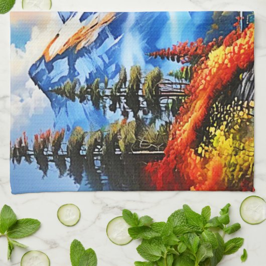 Bergsee: Landschaftliche Sicht Geschirrtuch (Gefaltet)