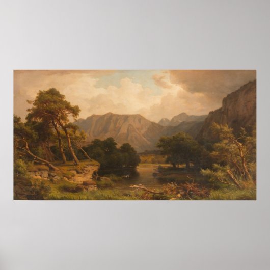 Bergsee mit Herons - Heinrich Funk Poster (Vorne)