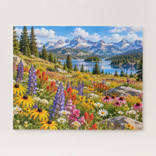 Bergsee mit Wildblumen Puzzle