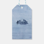 Bergsee Pine Trees Blaue Wasserfarbe Hochzeit Geschenkanhänger (Rückseite)