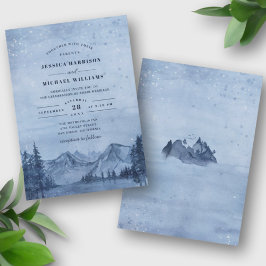 Bergsee Pine Trees Light Blue Winter Wedding Einladung