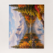 Bergsee-Reflektion Farbiger Herbstpuzzle Puzzle (Vertikal)