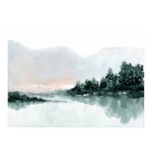 Bergsee Reflektion Wasserfarbe