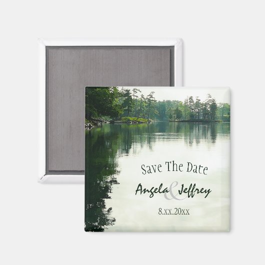 Bergsee Reflexion rustikal Save the Date Magnet (Vorderseite/Rückseite)
