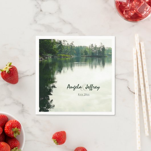 Bergsee Reflexion rustikale Hochzeit Serviette (Beispiel)