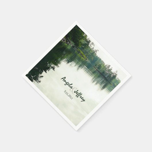 Bergsee Reflexion rustikale Hochzeit Serviette (Ecke)