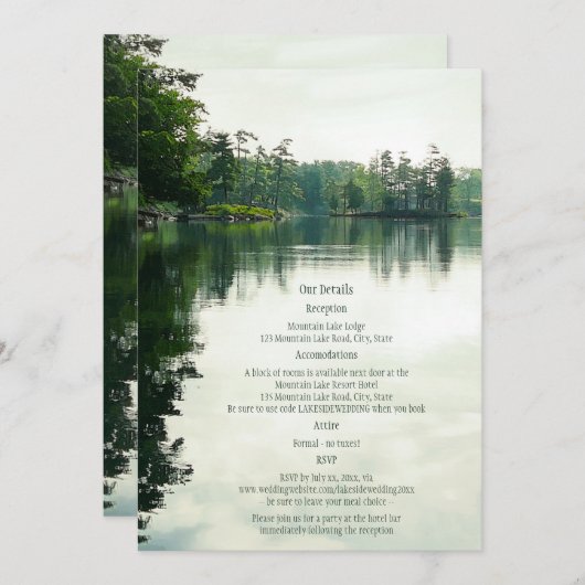 Bergsee Reflexion rustikale Hochzeitsdetails (Vorne/Hinten)