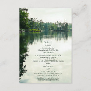 Bergsee Reflexion rustikale Hochzeitsdetails Begleitkarte