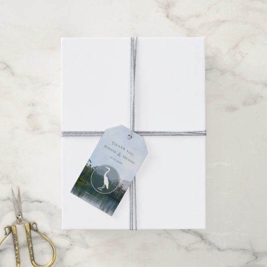 Bergsee Rustikale Naturliebhaber Heron Geschenkanhänger (Mit Garn)