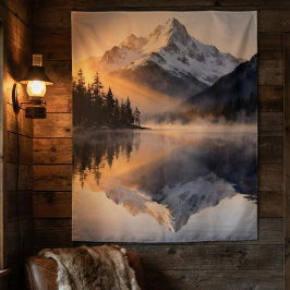 Bergsee Sonnenaufgang Tapisserie Wandteppich