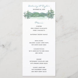 Bergsee Thema Wasserfarbenhochzeit Menükarte