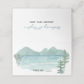 Bergsee Thema Wasserfarbenhochzeit Platzkarte (Außenseite Aufgefaltet)