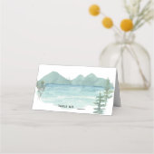 Bergsee Thema Wasserfarbenhochzeit Platzkarte (Vorderseite)