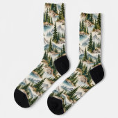 Bergsee und Kiefernwald Socken (Linkes Detail)