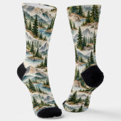 Bergsee und Kiefernwald Socken (Gewinkelt)