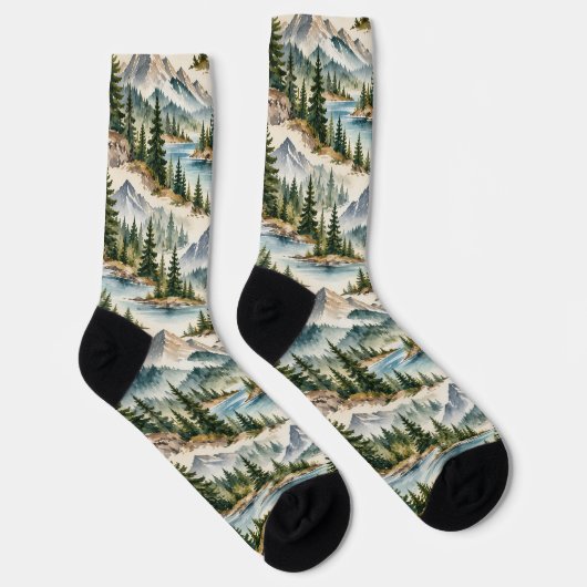 Bergsee und Kiefernwald Socken (Rechts)