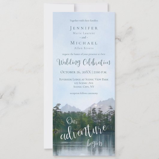 Bergsee Unser Abenteuer beginnt Einladung (Vorderseite)