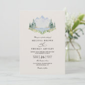 Bergsee-Wald-Baum-Rustikale-QR-Code-Hochzeit Einladung (Stehend Vorderseite)
