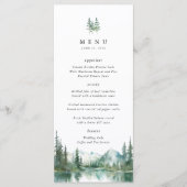 Bergsee-Wald-Hochzeitsempfang-Abendessen Menükarte (Vorderseite)