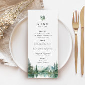 Bergsee-Wald-Hochzeitsempfang-Abendessen Menükarte