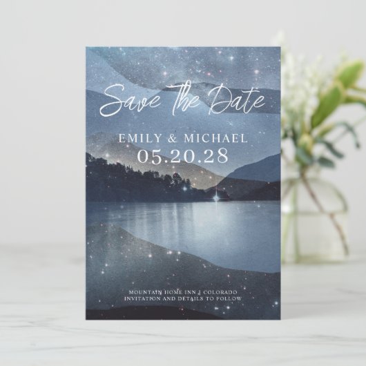 Bergsee-Wälder Stars Save the Date (Stehend Vorderseite)